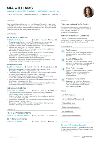 5 F5 Network Engineer Resume Examples & Guide for 2024