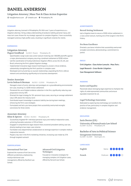 Attorney resume example