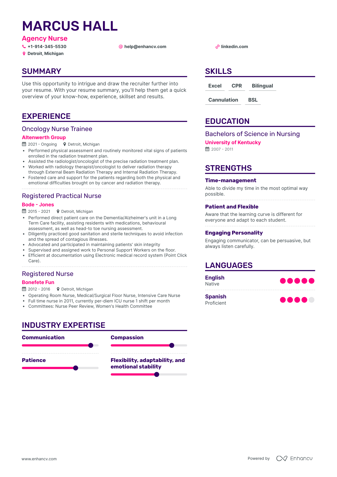 Agency Nurse Resume Examples & Guide for 2023 (Layout, Skills, Keywords ...