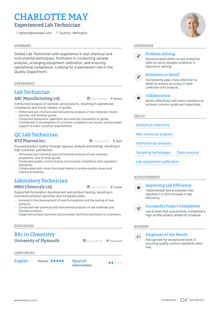 5 Lab Technician Resume Examples & Guide for 2024