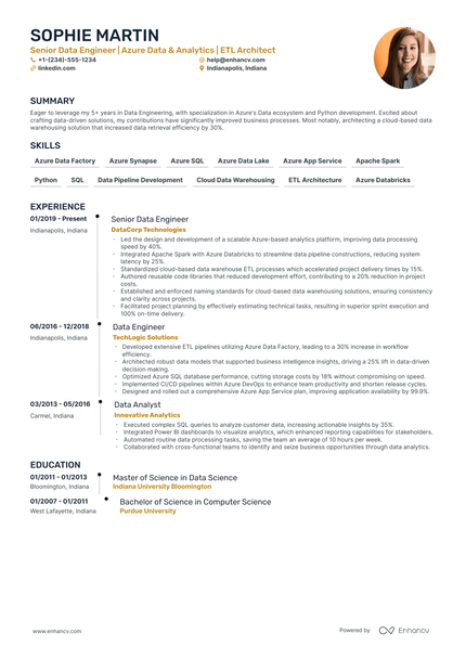 5 Azure Data Engineer Resume Examples & Guide For 2024