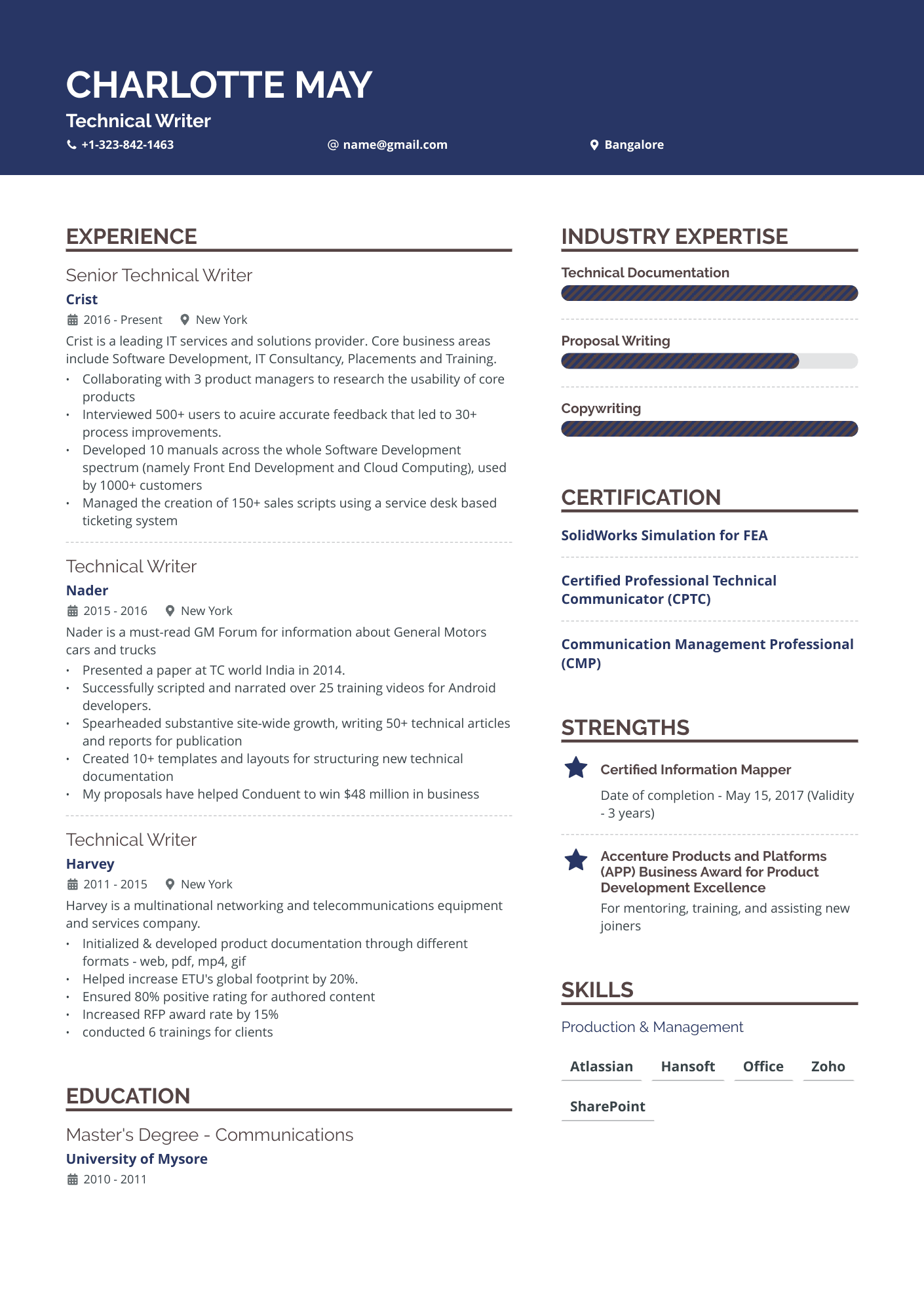 5 Technical Writer Resume Examples & Guide for 2024