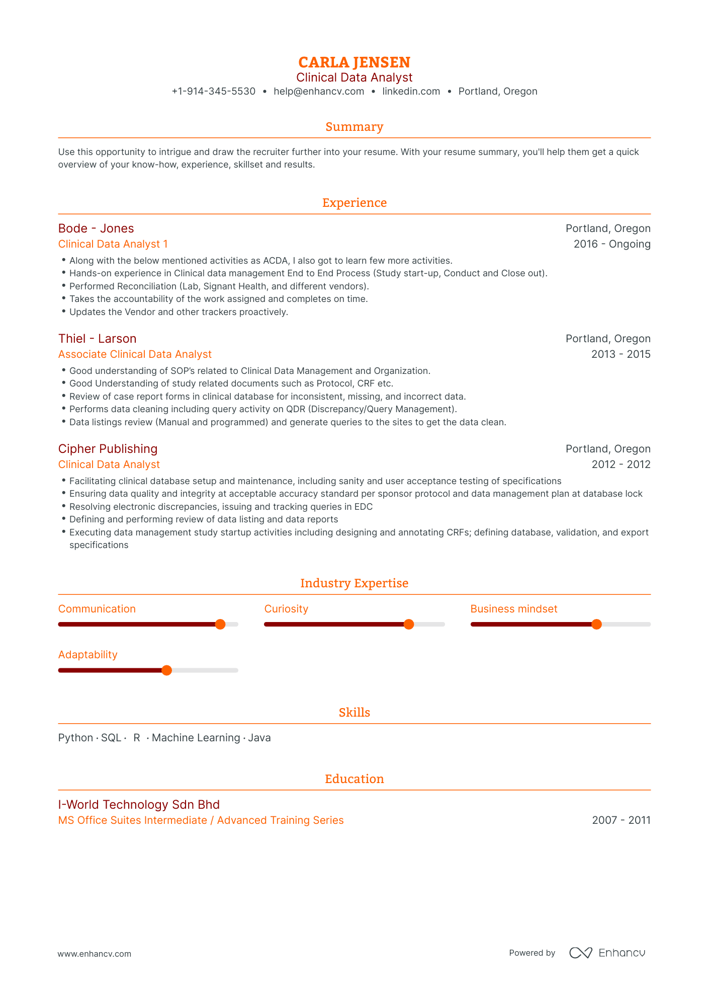 Clinical Data Analyst Resume Examples & Guide for 2023 (Layout, Skills ...