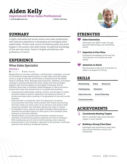 5 Wine Sale Resume Examples & Guide for 2024