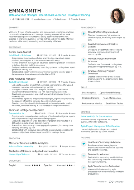 5 Analytics Manager Resume Examples & Guide for 2024