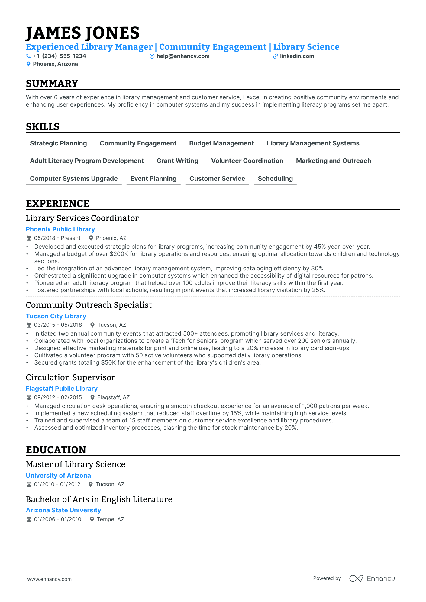 5 Library Director Resume Examples & Guide for 2024