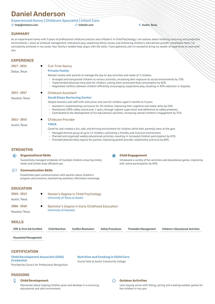 11 Nanny Resume Examples & Guide for 2024