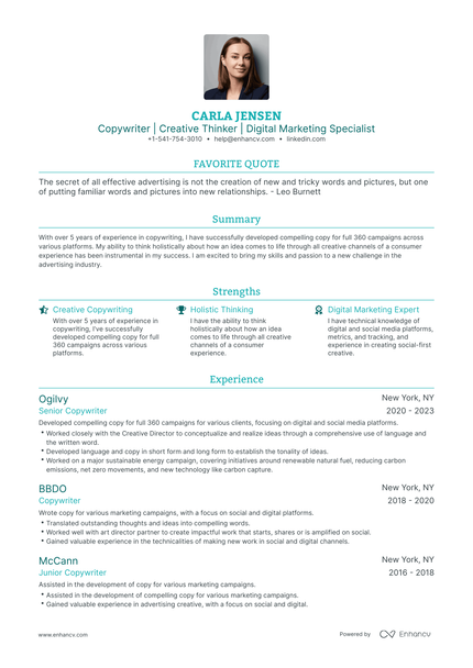 8 Copywriter Resume Examples & Guide for 2023