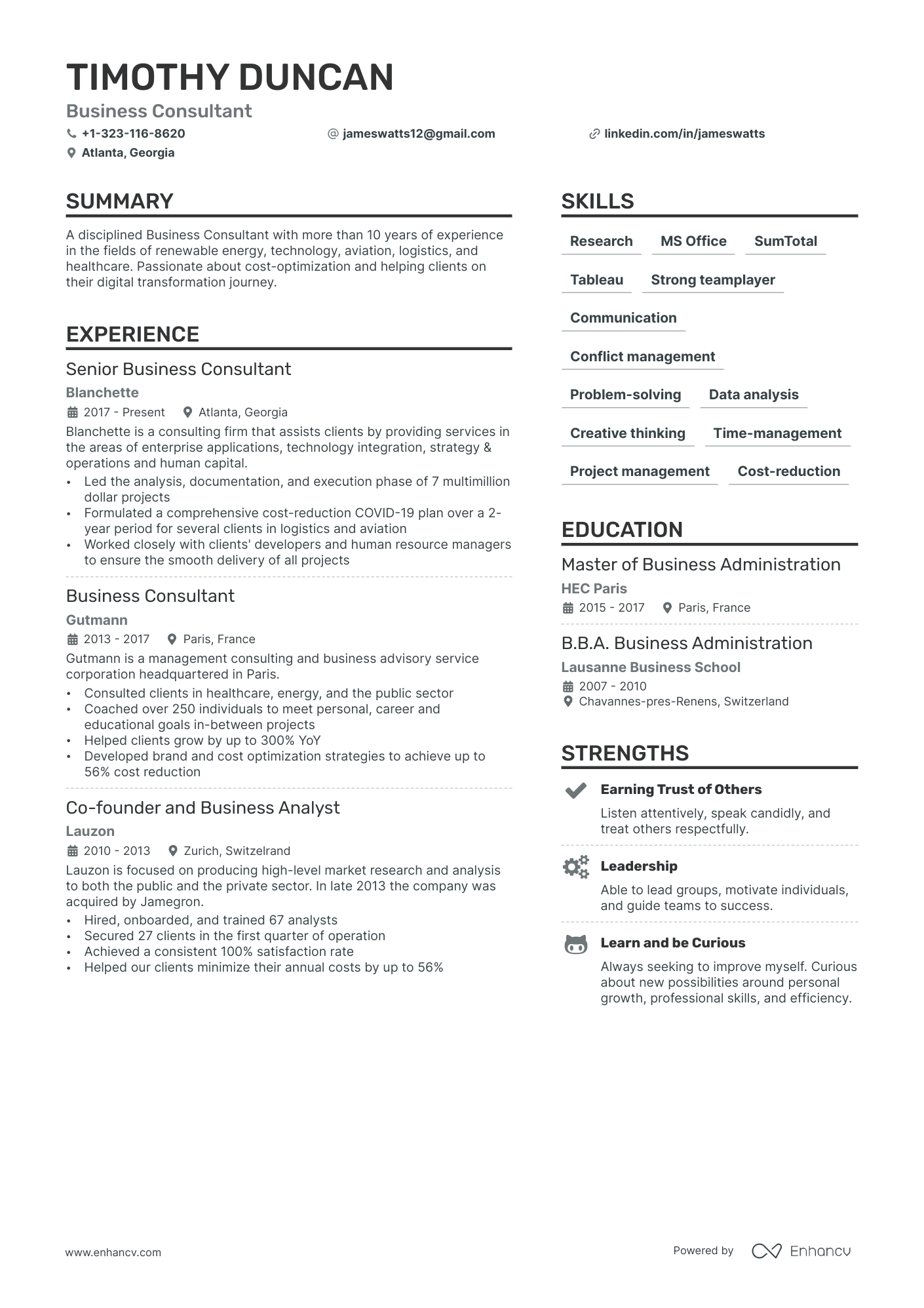 5 Business Consultant Resume Examples & Guide for 2024