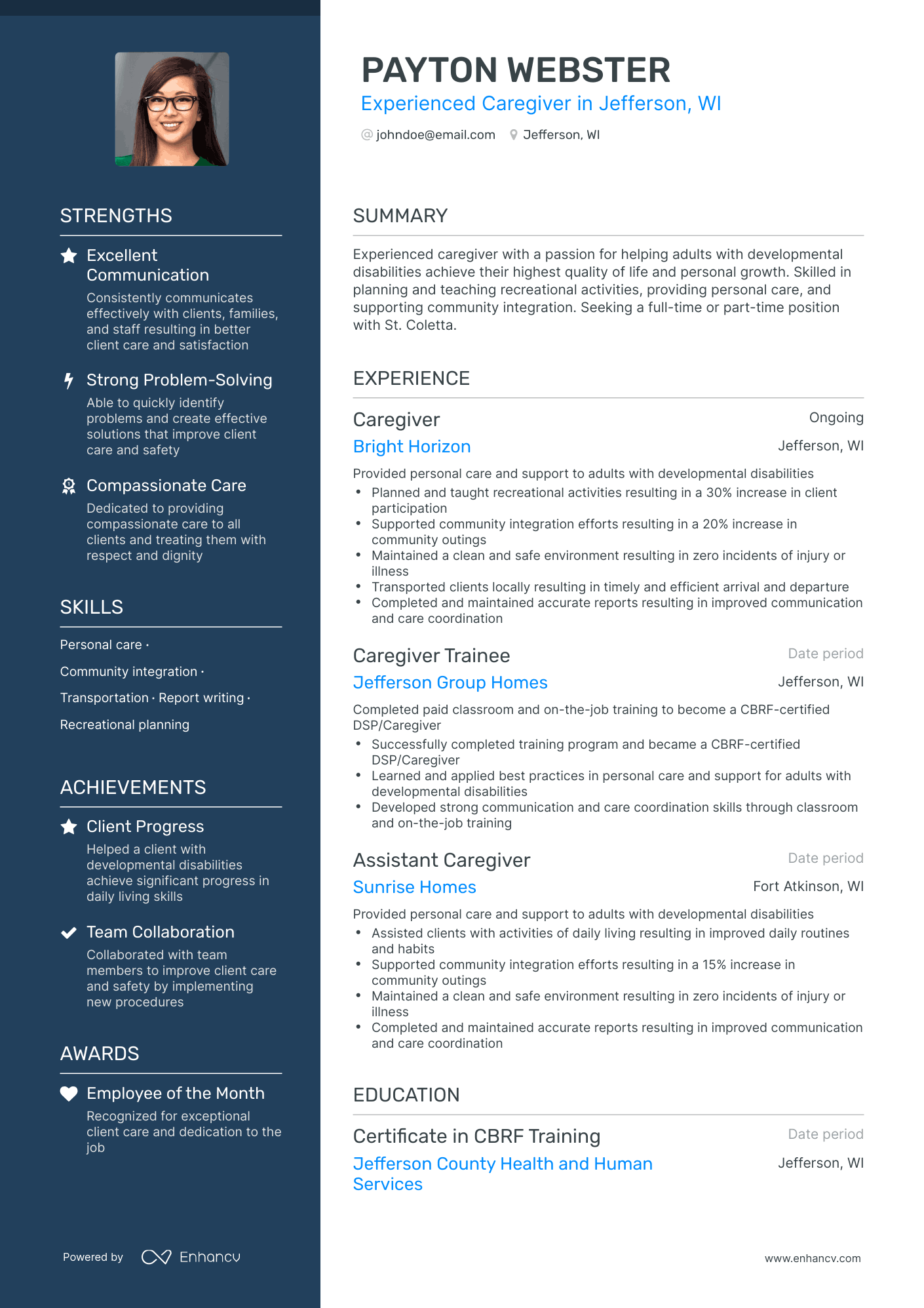 11 Caregiver Resume Examples & Guide for 2023