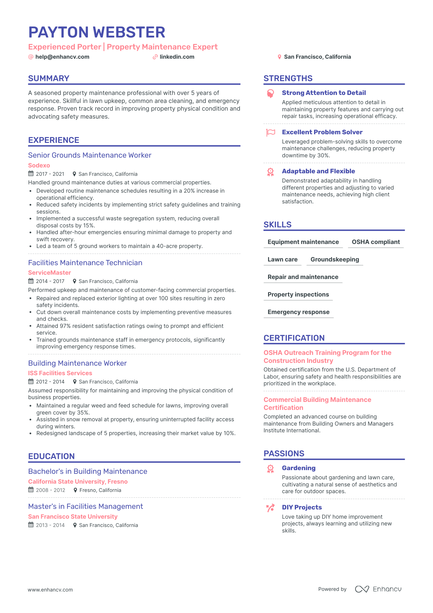 5 Porter Resume Examples & Guide for 2024