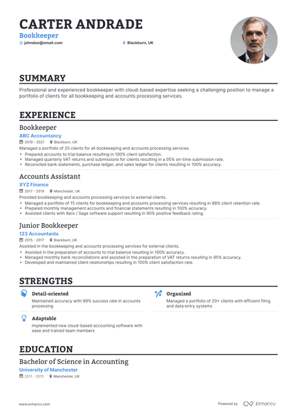 7 Bookkeeper Resume Examples & Guide for 2024