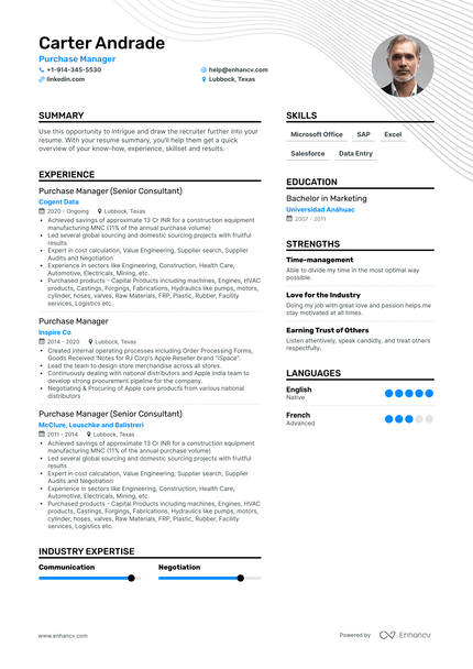 Purchase Manager Resume Examples & Guide for 2023 (Layout, Skills ...