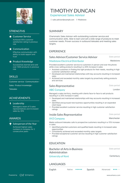 5 Sales Advisor Resume Examples & Guide for 2024