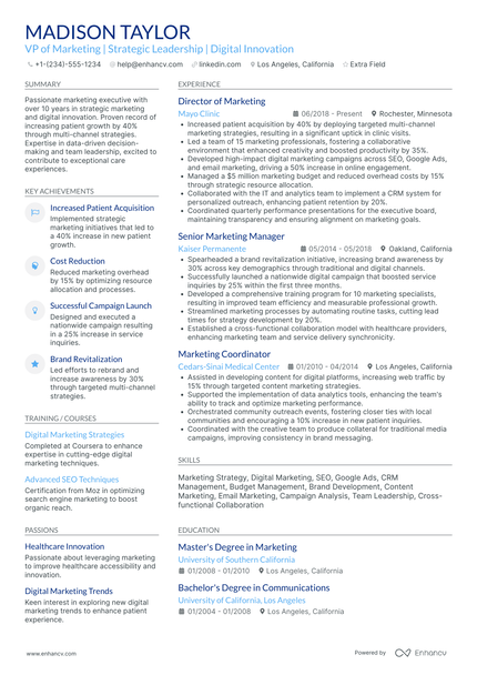 12 VP of Digital Marketing Resume Examples & Guide for 2026