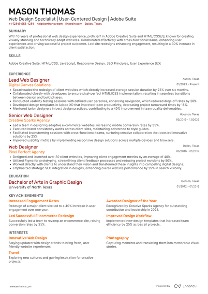 18 Web Designer Resume Examples & Guide for 2026