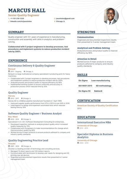 5 Quality Engineer Resume Examples & Guide for 2024