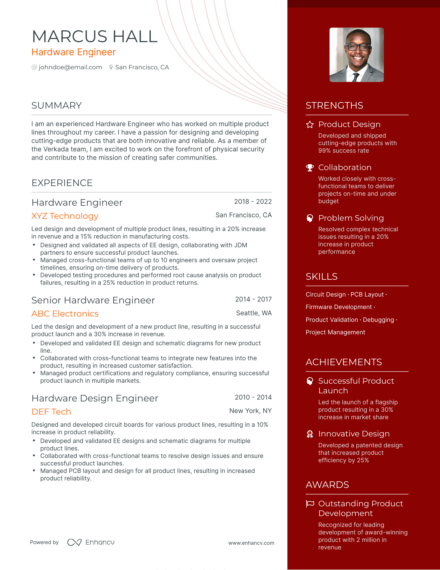 5 Hardware Engineer Resume Examples & Guide for 2024