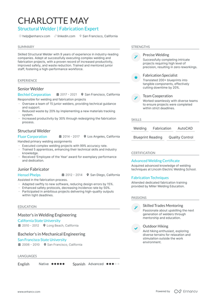 5 Structural Welder Resume Examples & Guide for 2024