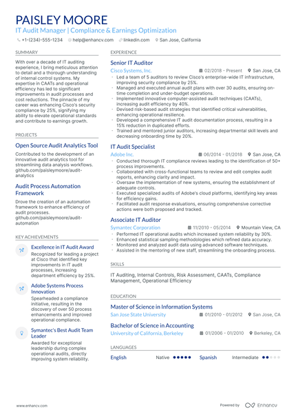 10 IT Audit Manager Resume Examples & Guide for 2026
