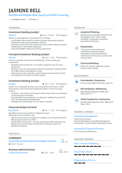 5 Investment Banking Analyst Resume Examples & Guide for 2024