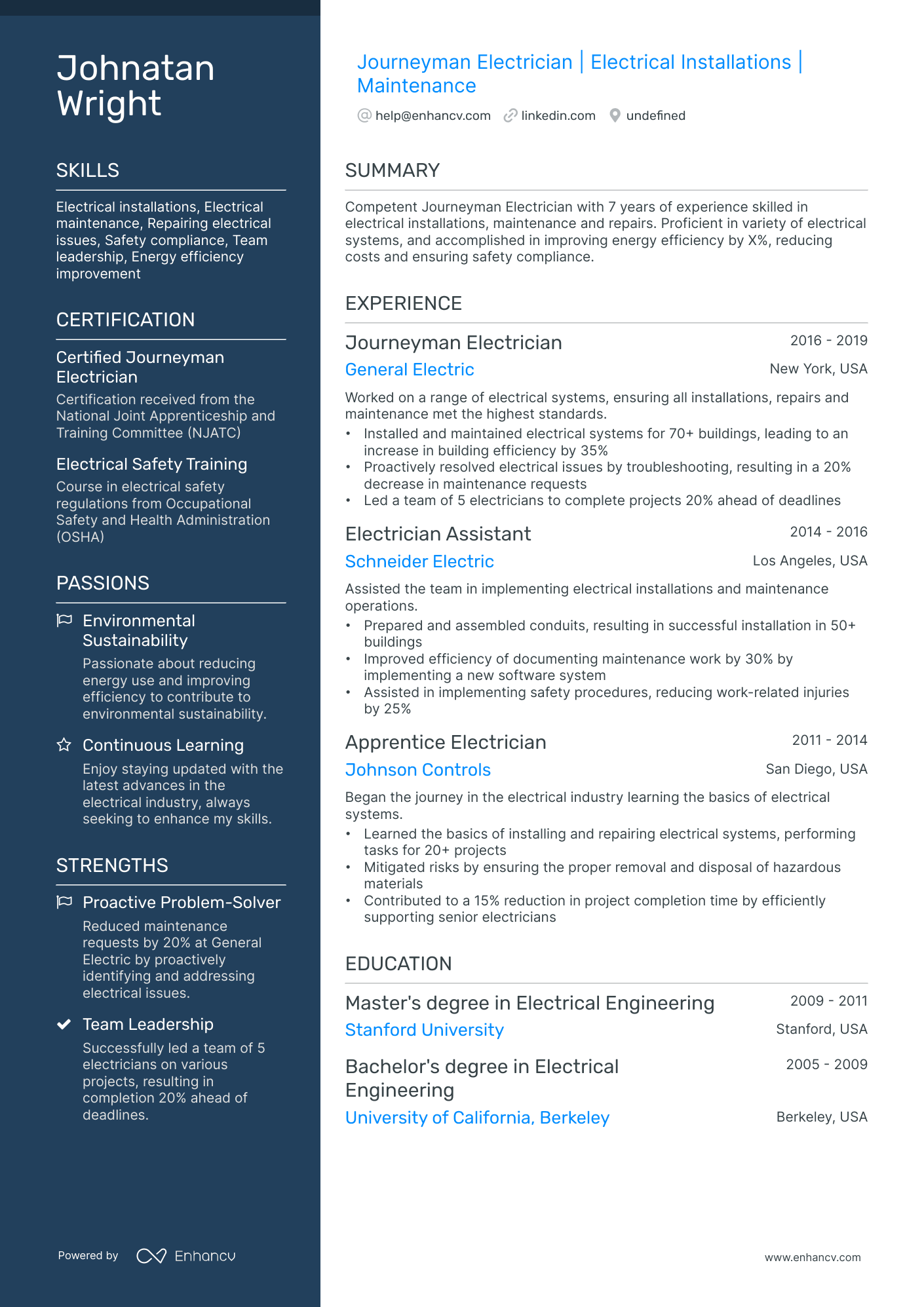 10 Journeyman Electrician Resume Examples & Guide for 2026