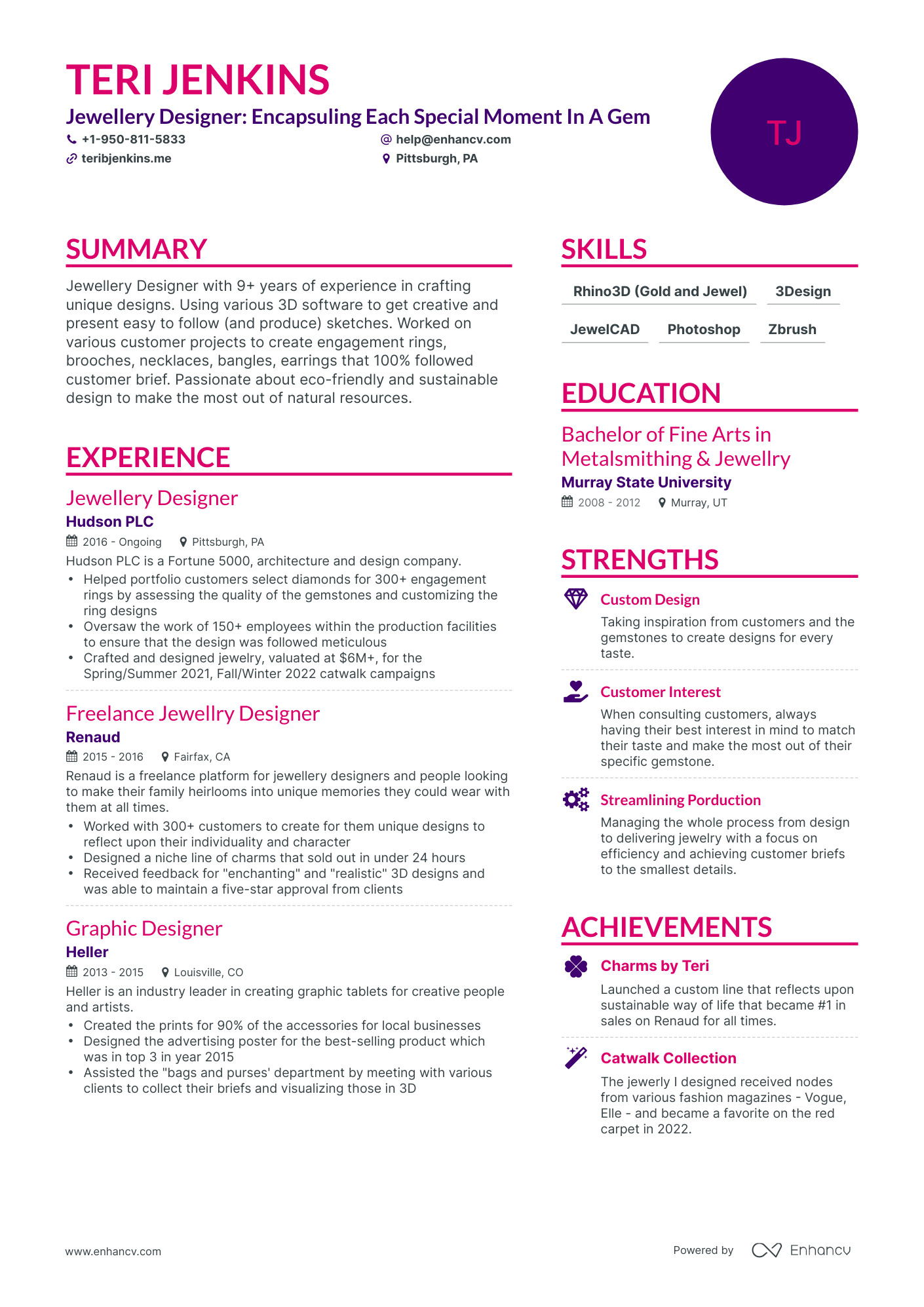 5 Jewelry Designer Resume Examples & Guide for 2023