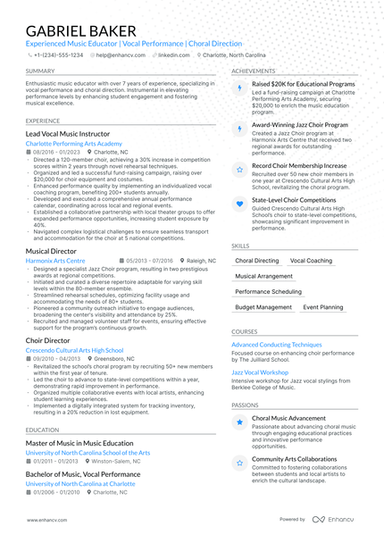 5 Music Director Resume Examples & Guide for 2024