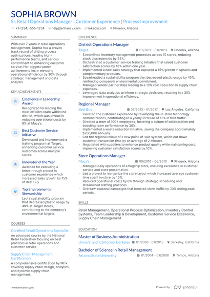 10 Retail Operations Manager Resume Examples & Guide for 2026