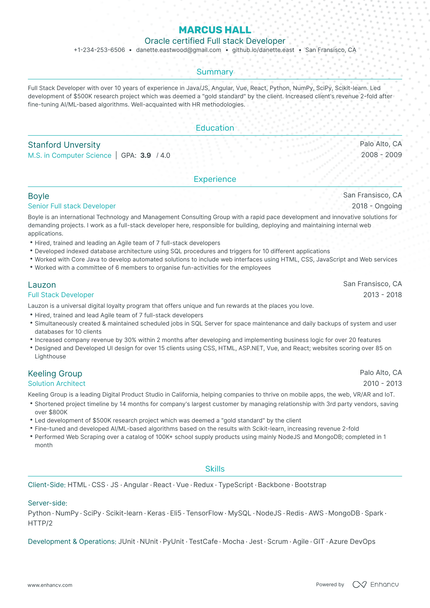 11 Full Stack Developer Resume Examples & Guide for 2024