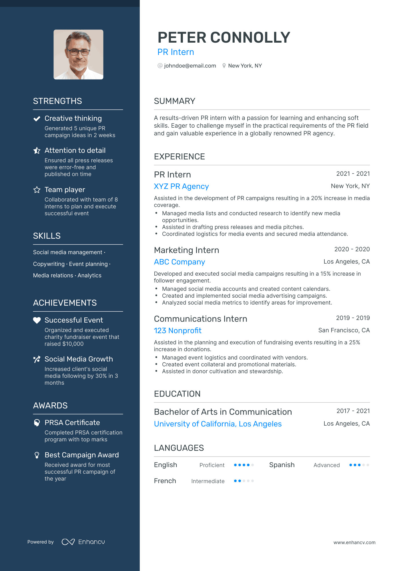 Top Pr Intern Resume Examples & Samples for 2023 | Enhancv.com (Layout ...