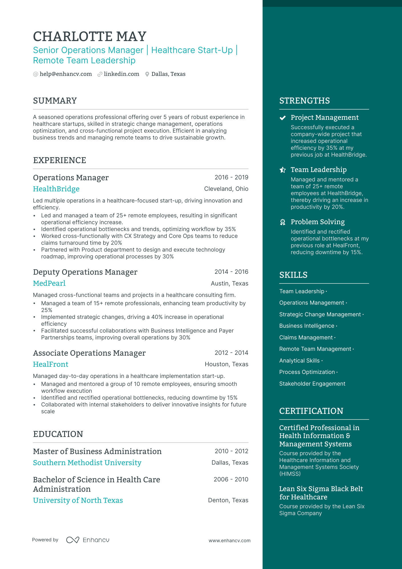 21 Operations Manager Resume Examples & Guide for 2024