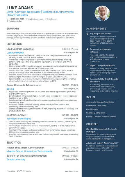 5 Contracts Manager Resume Examples & Guide for 2024