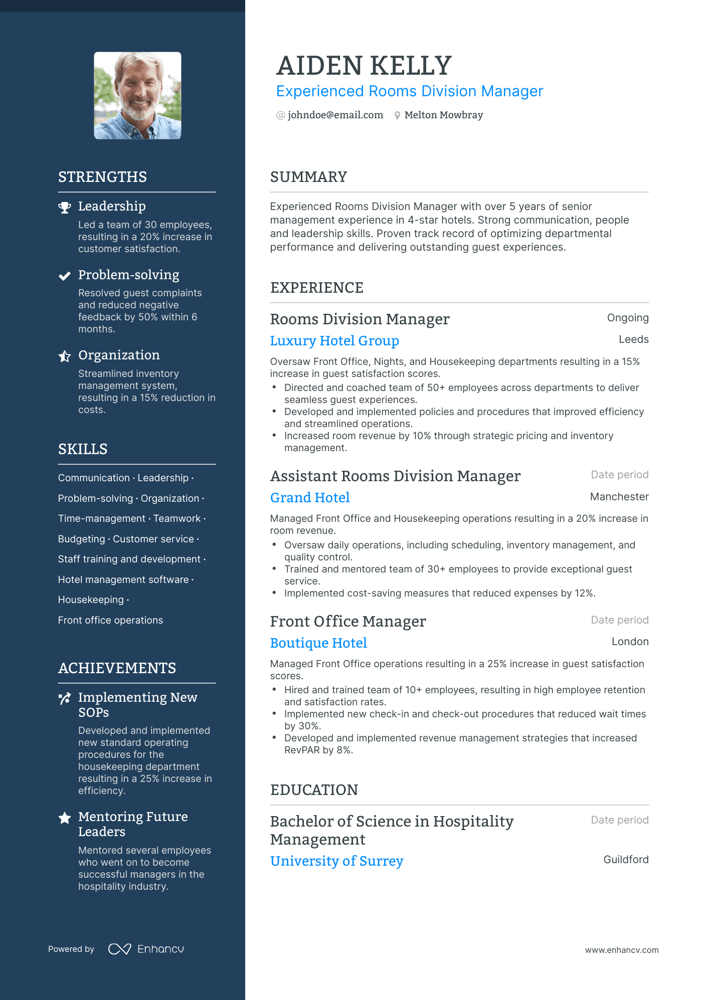 5 Rooms Division Manager Resume Examples & Guide for 2023