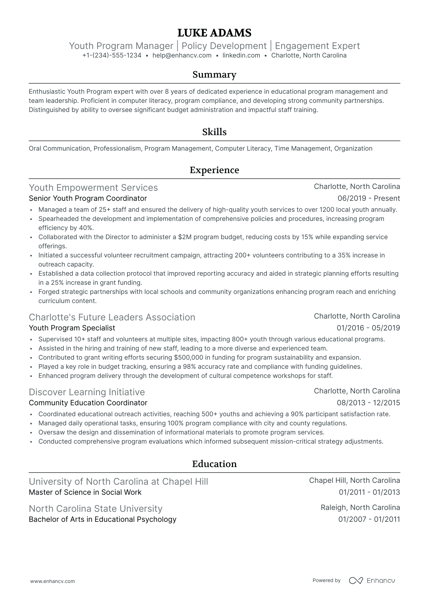 10 Youth Program Manager Resume Examples & Guide for 2026