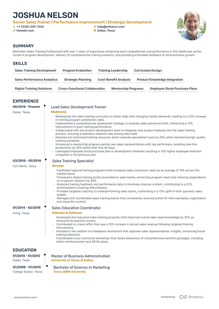 5 Sales Trainer Resume Examples & Guide for 2024