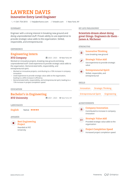 5 Entry Level Engineering Resume Examples & Guide for 2023