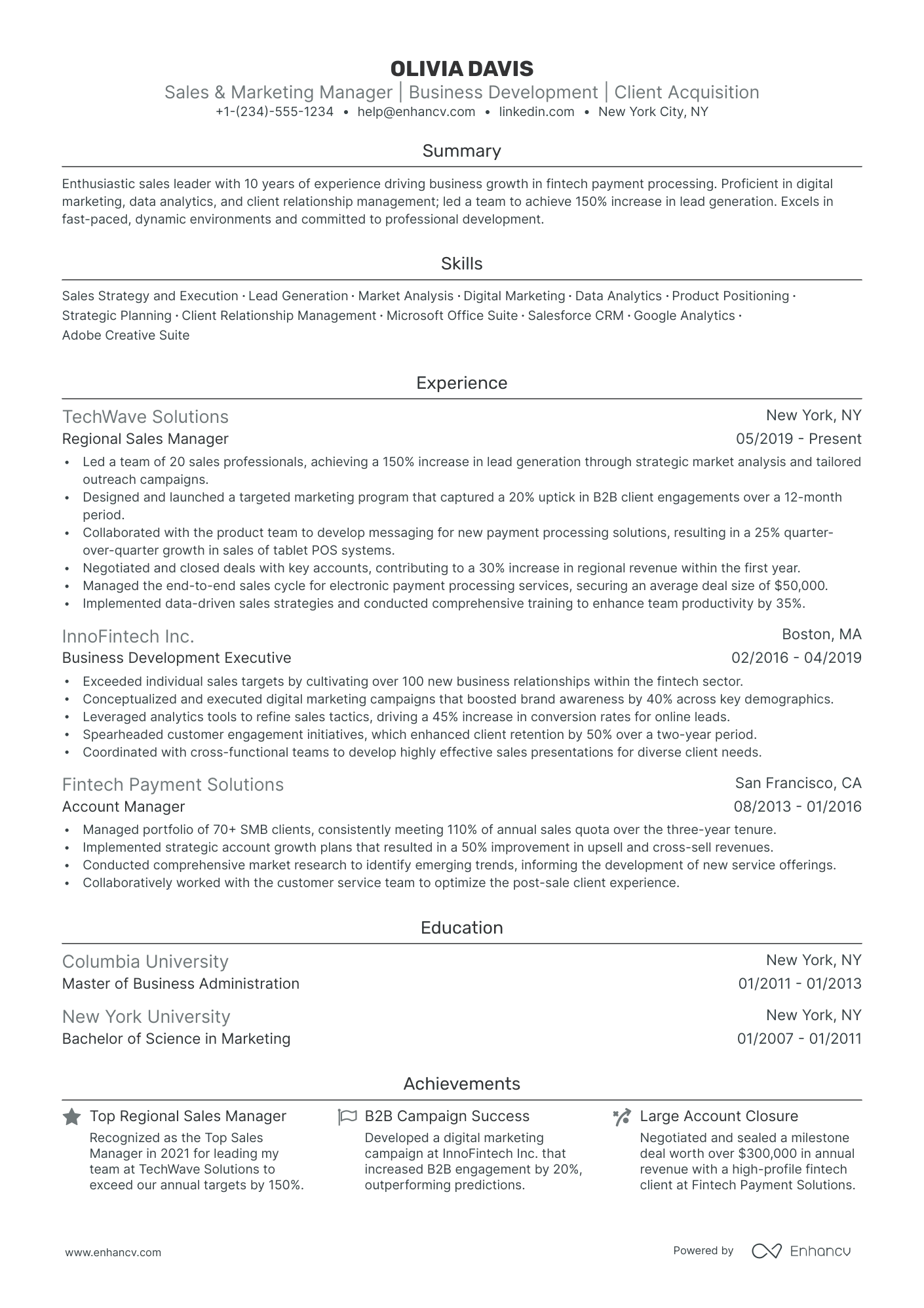 5 Sales Marketing Manager Resume Examples & Guide for 2024