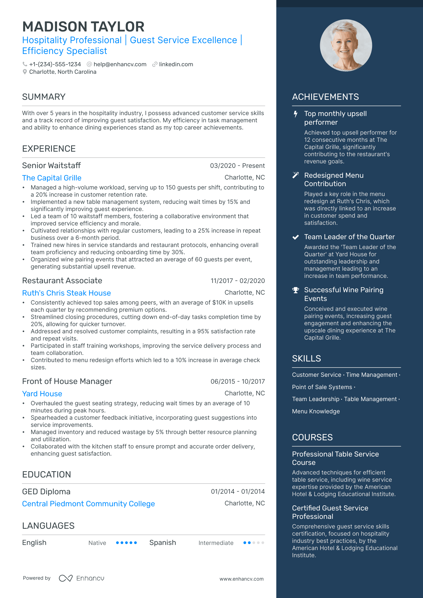 5 Busser Resume Examples & Guide For 2024