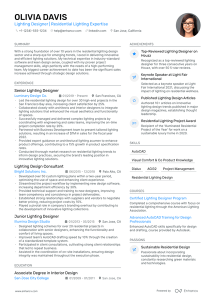 5 Lighting Designer Resume Examples & Guide for 2024