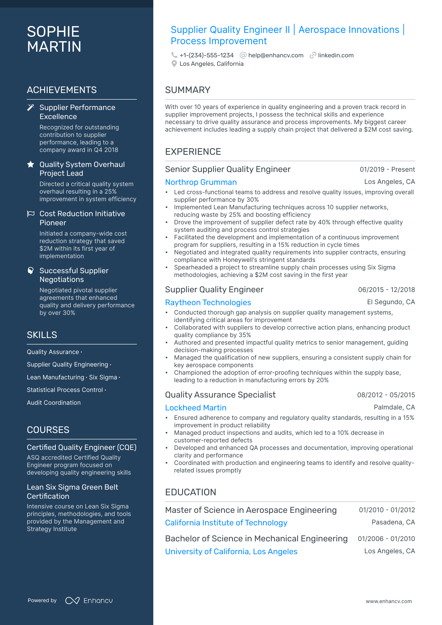 5 Supplier Quality Engineer Resume Examples & Guide for 2024