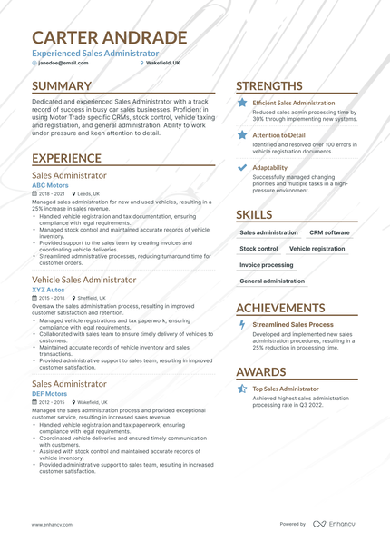 5 Sales Administrator Resume Examples & Guide for 2023