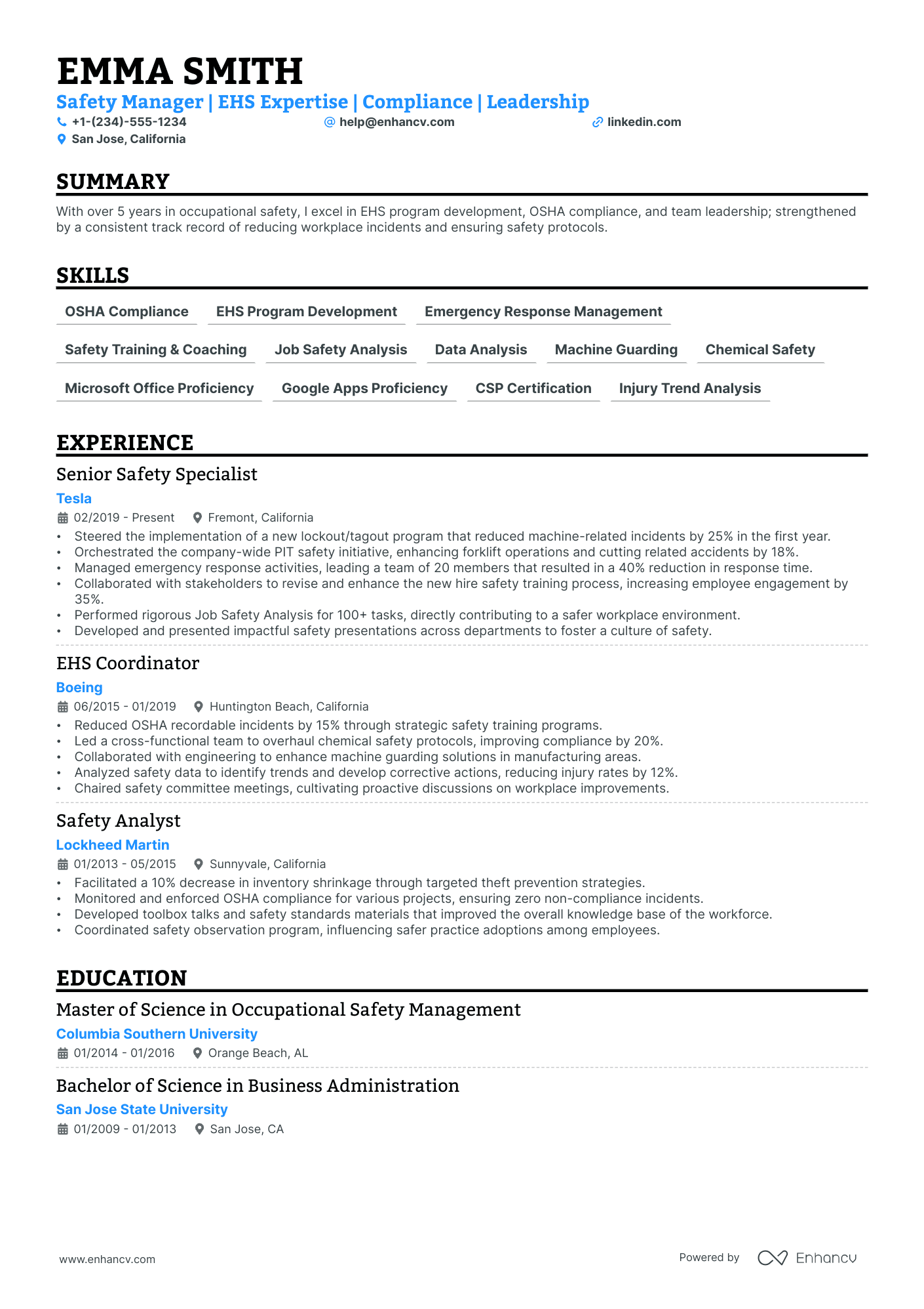 5 Safety Manager Resume Examples & Guide for 2024