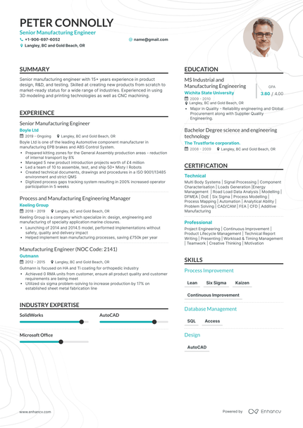 5 Manufacturing Engineer Resume Examples & Guide for 2023