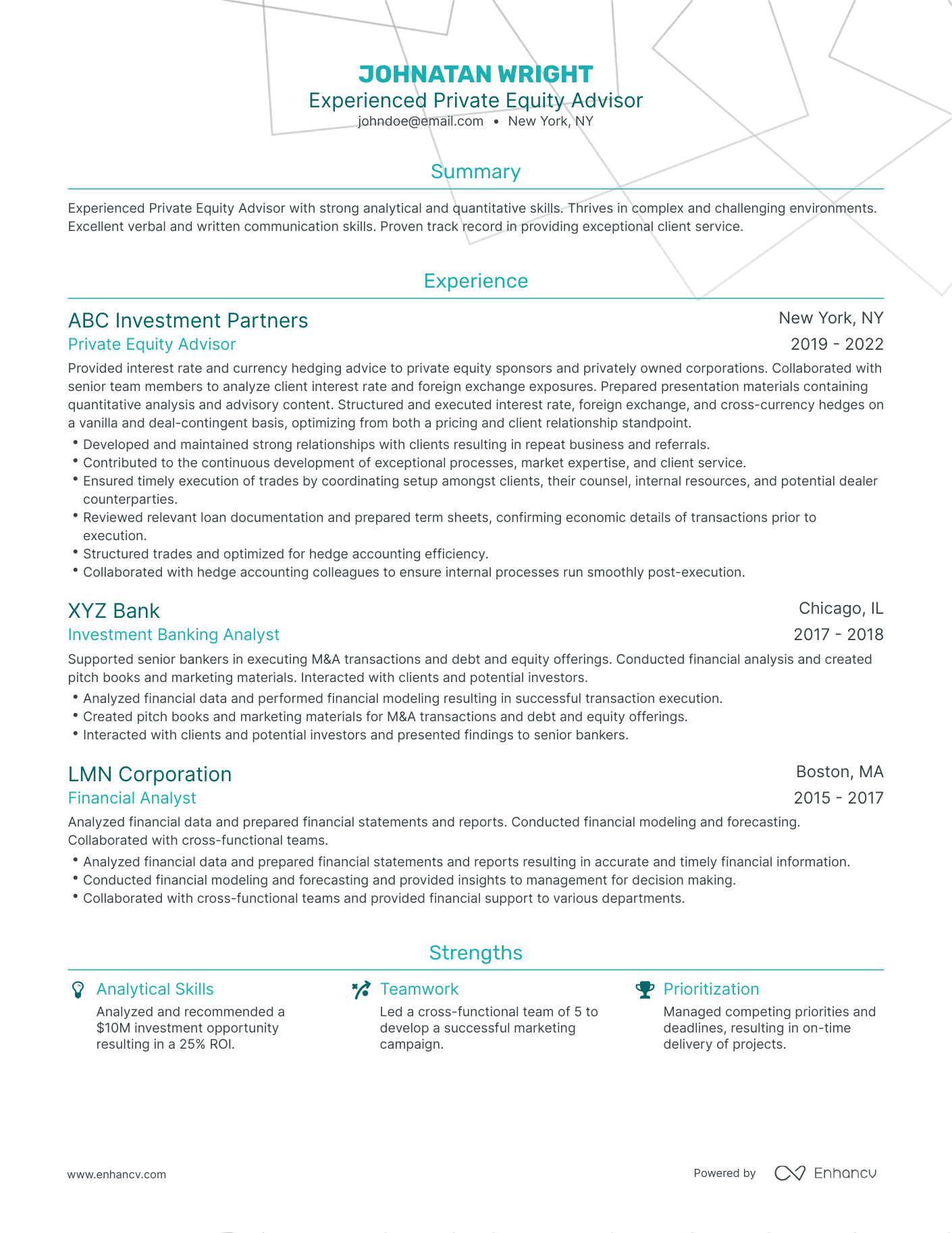 5 Private Equity Resume Examples & Guide for 2024