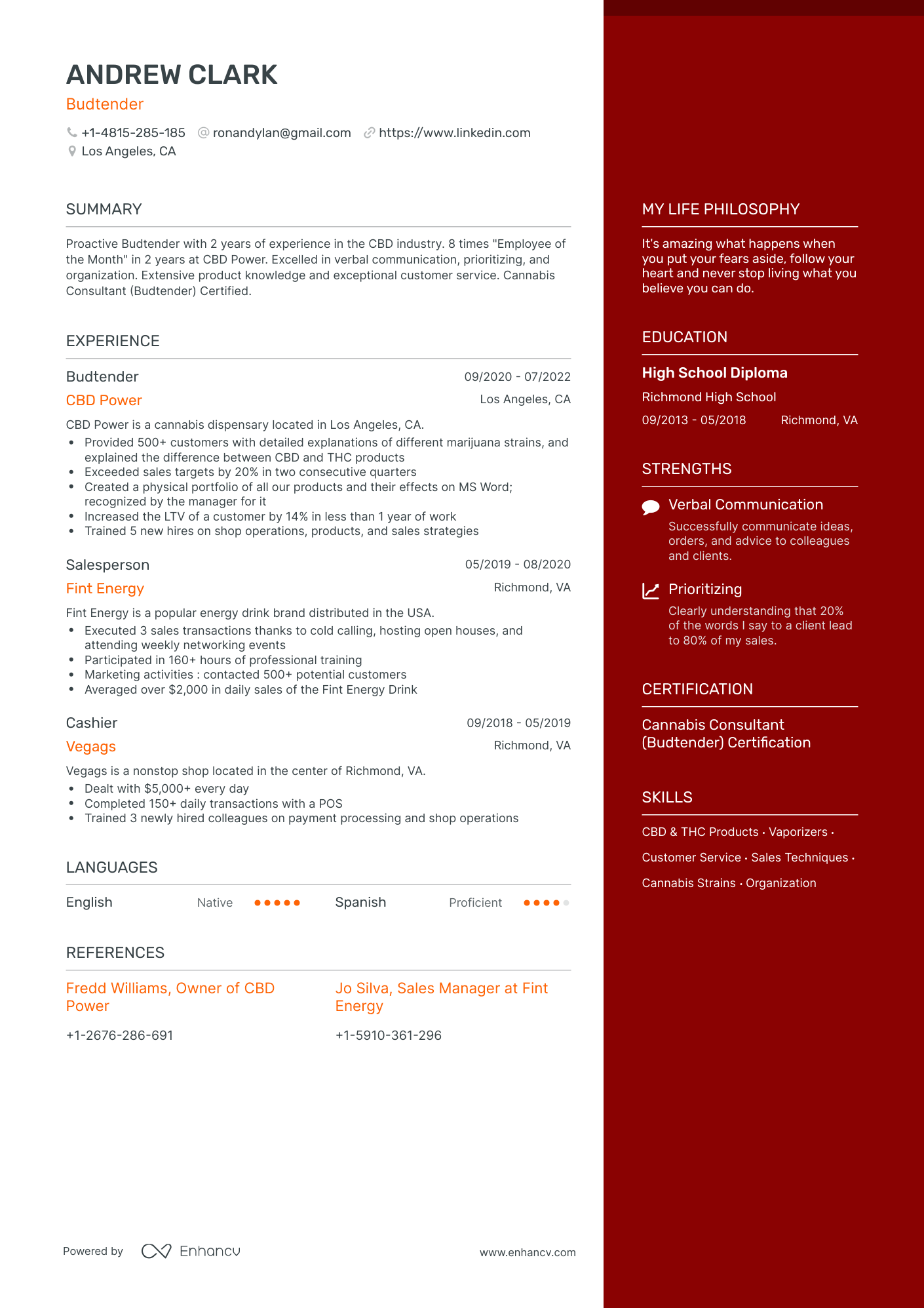 5 Budtender Resume Examples & Guide for 2024