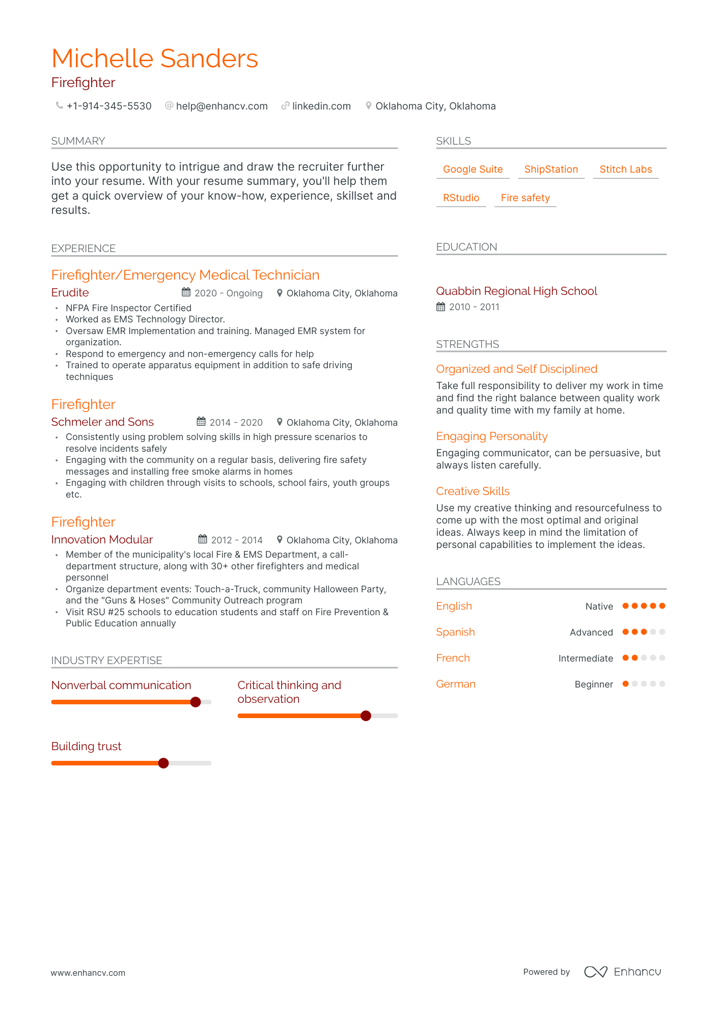 Firefighter Resume Examples & Guide for 2023 (Layout, Skills, Keywords ...