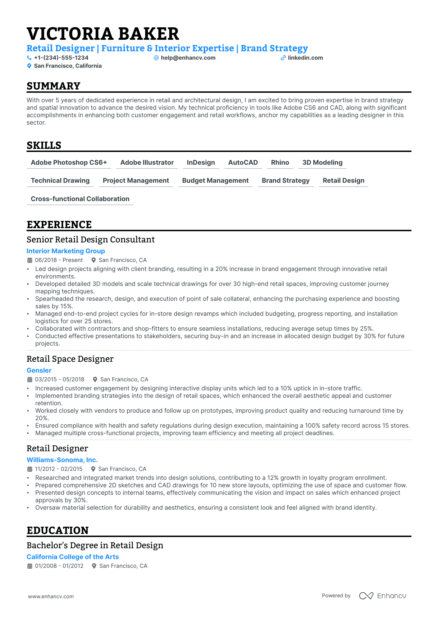 5 Retail Designer Resume Examples & Guide for 2024