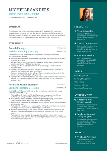 5 Branch Operations Manager Resume Examples & Guide for 2024