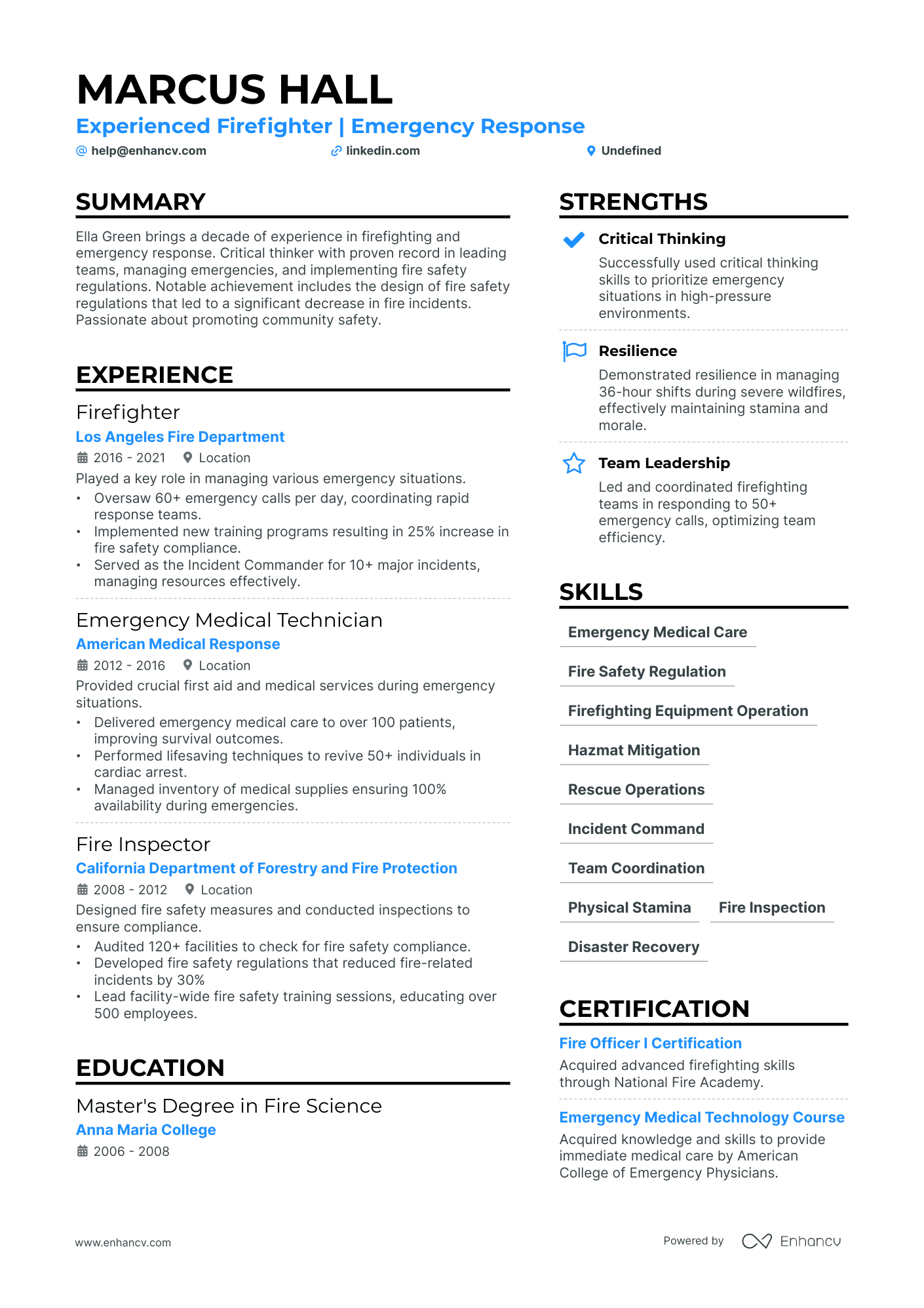 5 Volunteer Firefighter Resume Examples & Guide for 2024